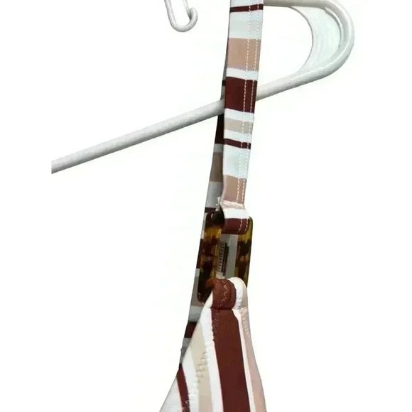 Cupshe Women's One Piece Swimsuit V-neck Striped Belted Medium New - Picture 4 of 9